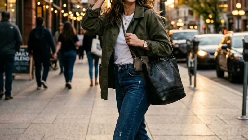 Сгенерированный Gemini портрет девушки в street style